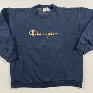 Vintage Champion Striped Crewneck Sweatshirt Women's XL Made in USA Blue Stripe